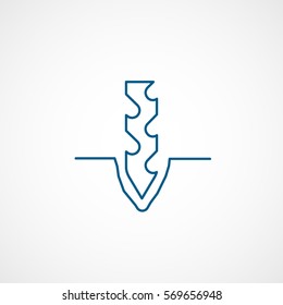 Constriction Tool Drill Auger Blue Line Icon On White Background