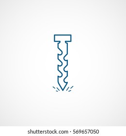 Constriction Tool Drill Auger Blue Line Icon On White Background