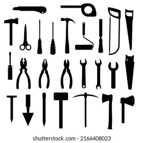 Constriction tool set Silhouettes premium vector templates