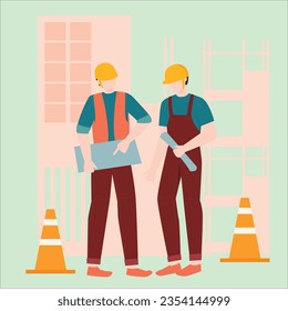 Constriction Worker and equipments Pro vector Illustration Cartoon Character EPS 