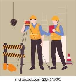 Constriction Worker and equipments Pro vector Illustration Cartoon Character EPS 