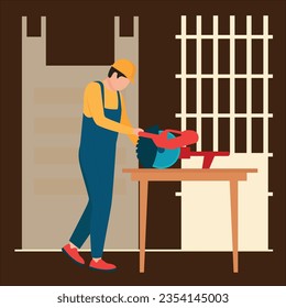 Constriction Worker and equipments Pro vector Illustration Cartoon Character EPS 