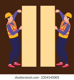 Constriction Worker and equipments Pro vector Illustration Cartoon Character EPS 