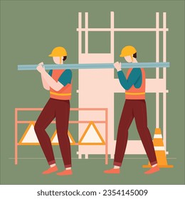 Constriction Worker and equipments Pro vector Illustration Cartoon Character EPS 