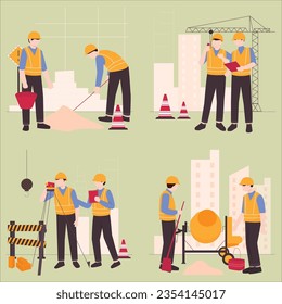 Constriction Worker and equipments Pro vector Illustration Cartoon Character EPS 