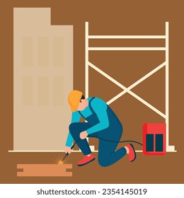 Constriction Worker and equipments Pro vector Illustration Cartoon Character EPS 