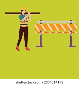 Constriction Worker Vector Cartoon Character Pro illustration 