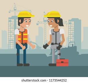 Construcion workers geometric cartoons Construcion workers geometric cartoons