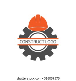 Construct building logo on white background : icon vector: Industrial working industry concept.