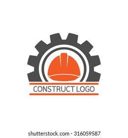 Construct building logo on white background : icon vector: Industrial working industry concept.