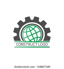 Construct building logo on white background : icon vector: Industrial working industry concept.