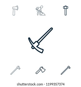 Construct icon. collection of 7 construct outline icons such as axe, garden hammer, hammer. editable construct icons for web and mobile.