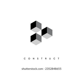 Construct logo. 3d construction vector sign. Design for architecture, planning and structure.