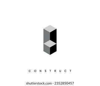 Construct logo. 3d construction vector sign. Design for architecture, planning and structure.