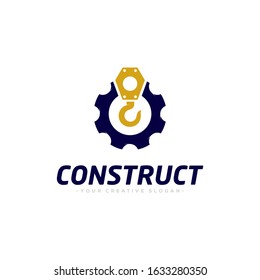 Construct Logo, Crane Logo, Build Logo And Gear logo Vector