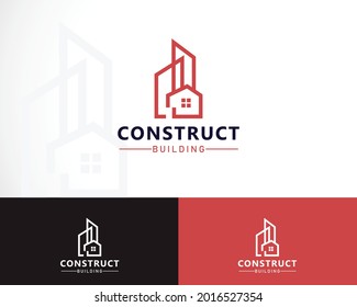 construct logo creative line building city real estate