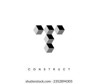 Construct logo design template for business identity. Abstract construction, architecture, structure and planning vector sign.