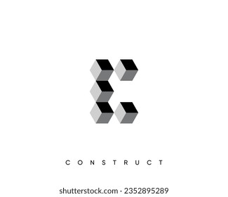 Construct logo design template for business identity. Abstract construction, architecture, structure and planning vector sign.