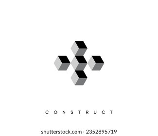 Construct logo design template for business identity. Abstract construction, architecture, structure and planning vector sign.