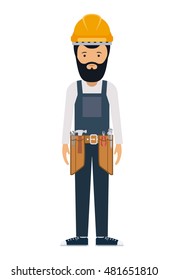 constructer man and cartoon with helmet icon. profession worker and occupation theme. Isolated design. Vector illustration