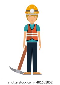 constructer man and cartoon with helmet icon. profession worker and occupation theme. Isolated design. Vector illustration