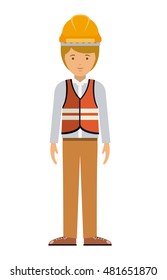 constructer man and cartoon with helmet icon. profession worker and occupation theme. Isolated design. Vector illustration