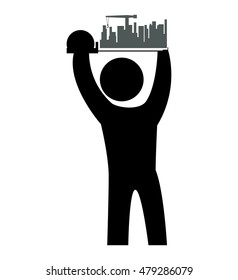 constructer pictogram and plant icon. Construction repair factory and industry theme. Isolated design. Vector illustration