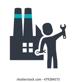 constructer and plant icon. Construction repair factory and industry theme. Isolated design. Vector illustration