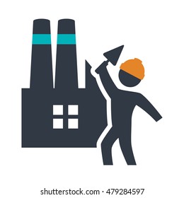 constructer and plant icon. Construction repair factory and industry theme. Isolated design. Vector illustration