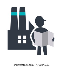 constructer and plant icon. Construction repair factory and industry theme. Isolated design. Vector illustration