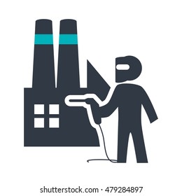 constructer and plant icon. Construction repair factory and industry theme. Isolated design. Vector illustration
