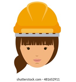 constructer woman and cartoon icon. profession worker and occupation theme. Isolated design. Vector illustration