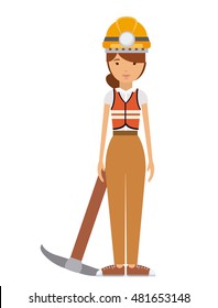 constructer woman and cartoon icon. profession worker and occupation theme. Isolated design. Vector illustration