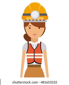 constructer woman and cartoon icon. profession worker and occupation theme. Isolated design. Vector illustration