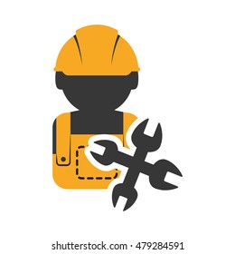 constructer and wrench icon. Construction repair and industry theme. Isolated design. Vector illustration