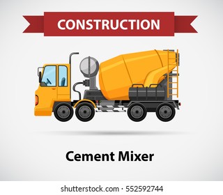 Constructin icon with cement mixer illustration