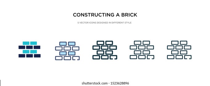 constructing a brick wall icon in different style vector illustration. two colored and black constructing a brick wall vector icons designed in filled, outline, line and stroke style can be used for