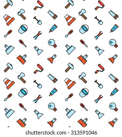 Constructing and building icons seamless pattern. Repair symbols. Vector