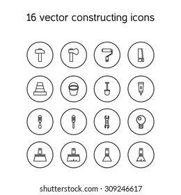 Constructing and building icons set. Repair symbols. Vector