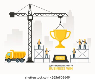 Construindo o caminho para a ilustração do business win.
