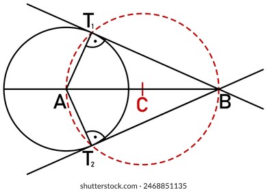 Constructing tangents to a circle using Thalet's circle