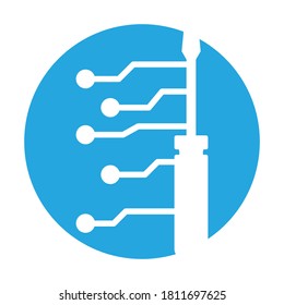
Construcción de un glifo blanco con un icono de vector de fondo de color que puede modificar o editar fácilmente
