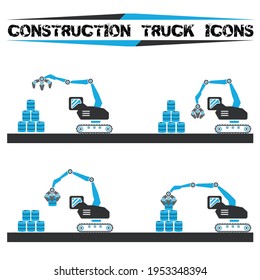 Constructio truck icons set five