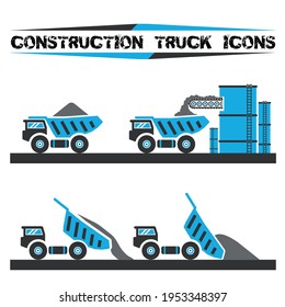 Constructio truck icons set four