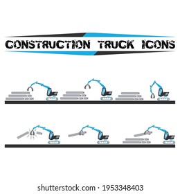 Constructio truck icons set nine