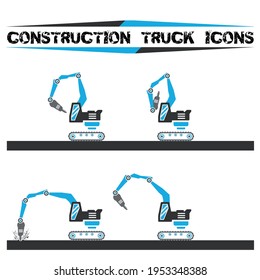 Constructio truck icons set one