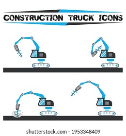 Constructio truck icons set six