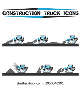 Constructio truck icons set three