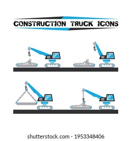 Constructio truck icons set two