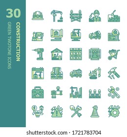 Construcción 30 Llenar iconos Twotone conjunto.Diseño de iconos para diseño web, aplicación móvil, sitio web y diseño gráfico. 